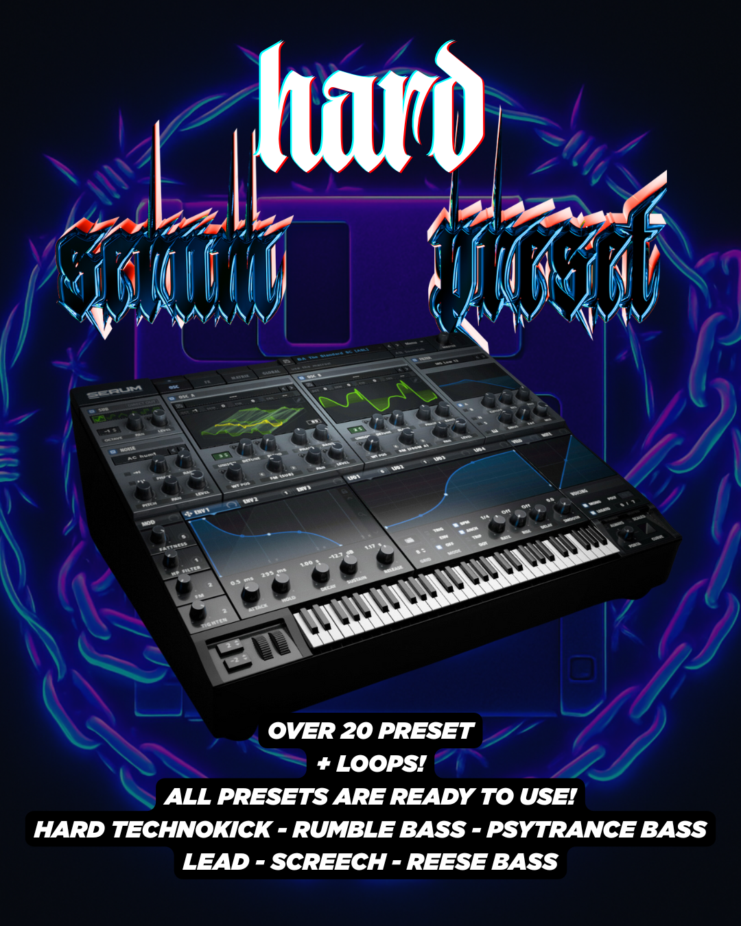 THE HARD SERUM PRESET V1 (WORKS FOR SERUM 1 AND SERUM 2!) + LOOPS!